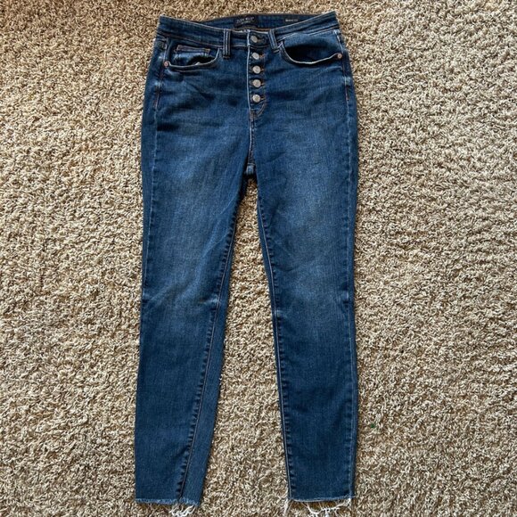 Judy Blue Denim - Judy Blue High Waisted Skinny Jeans Size 30 Exposed Button Fly Raw Hem JB82318DK